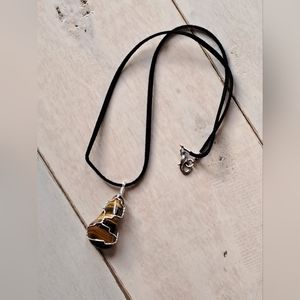 Polished Tigers Eye Gemstone Wire Wrapped